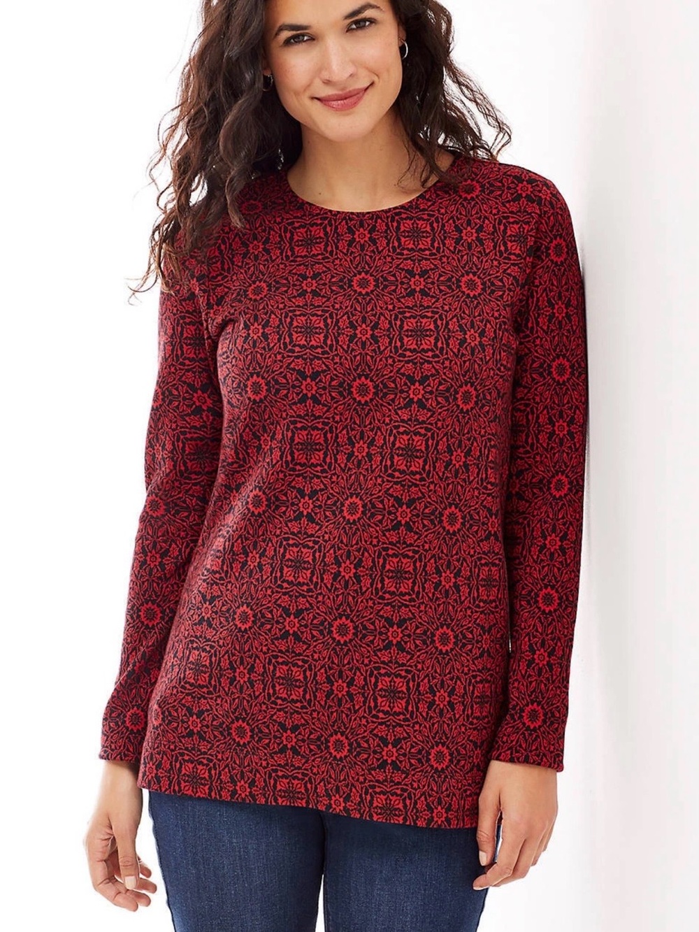 J.Jill Long Sleeve Pima Cotton Crew-Neck Tee